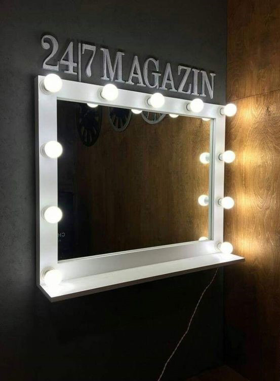  مرآة بمصابيح لصالون الحلاقة  