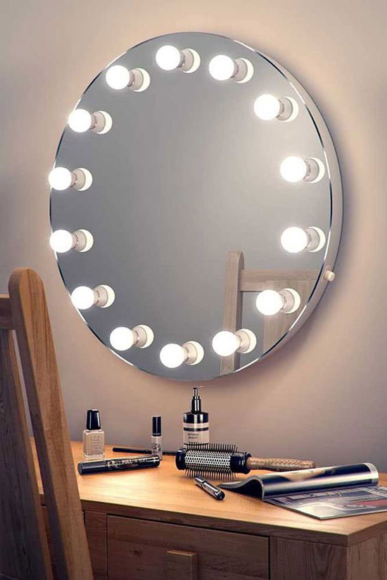 آینه لمسی گرد لامپی